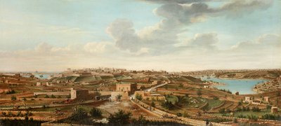 One of a Set of Seven Views of Valletta, Malta and Its Environs by Alberto Pullicino